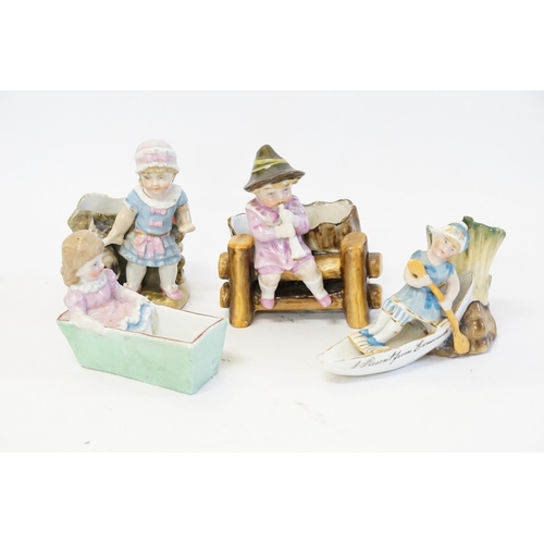 377 - Three Victorian Coloured Porcelain German made Match Strikes along with one of a young girl in a bat... 