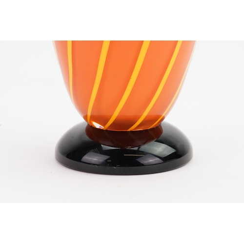 677 - A Carlo Moretti, 'Soffioni' vase, Cased glass, colourless and orange, deep violet with fused ribbons... 