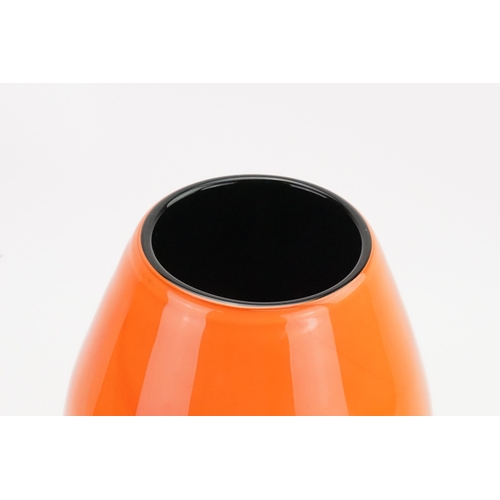 677 - A Carlo Moretti, 'Soffioni' vase, Cased glass, colourless and orange, deep violet with fused ribbons... 