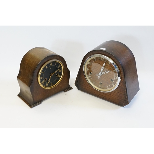 240 - Two 1920s/1930s Bracket Clocks with Metal Chaptering & Oak Cases.