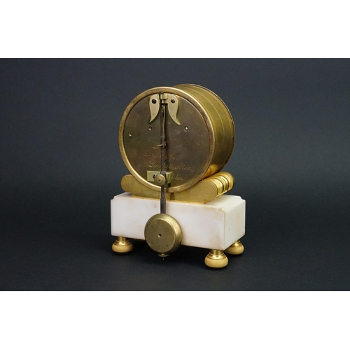 244 - A Circa 1820 Regency ormolu and white marble mantel clock, with an eight day chain fusee movement, t... 