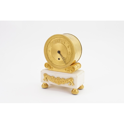 244 - A Circa 1820 Regency ormolu and white marble mantel clock, with an eight day chain fusee movement, t... 