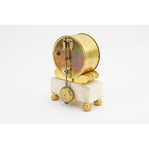 244 - A Circa 1820 Regency ormolu and white marble mantel clock, with an eight day chain fusee movement, t... 