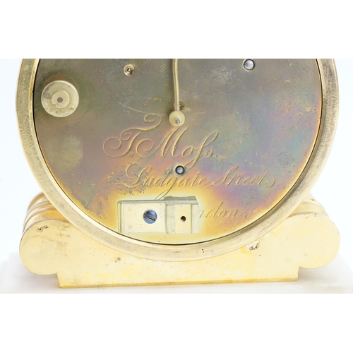 244 - A Circa 1820 Regency ormolu and white marble mantel clock, with an eight day chain fusee movement, t... 