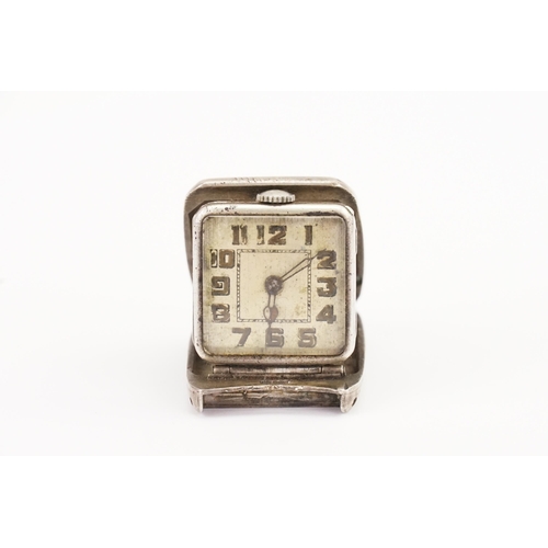 309 - A Circa 1920 Silver Fold-Out Travel Watch with various markings from Brevet Texa 0.935 A*M, etc. Thi... 