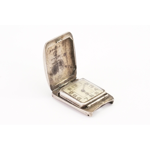 309 - A Circa 1920 Silver Fold-Out Travel Watch with various markings from Brevet Texa 0.935 A*M, etc. Thi... 