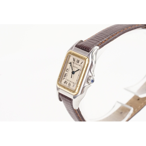 197 - A Cartier Panthere with Date, 18k Gold Stainless Steel 183949, on a leather strap and Sapphire crown... 