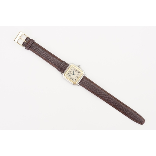 197 - A Cartier Panthere with Date, 18k Gold Stainless Steel 183949, on a leather strap and Sapphire crown... 