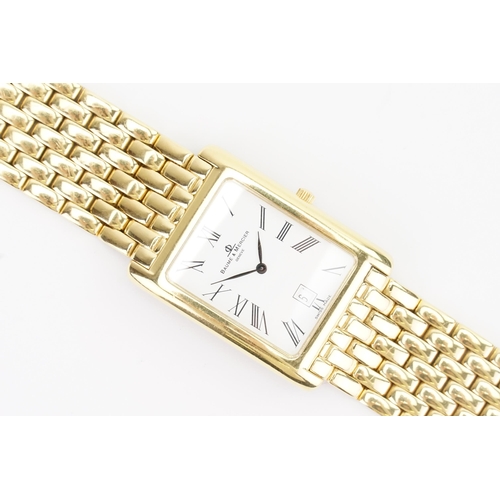 198 - A 18ct Baume & Mercier Hampton 24, Ref. MV045144 tank wristwatch, with a 18ct Gold strap and white d... 