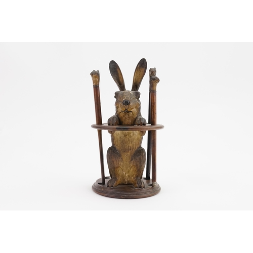 599 - An Unusual Victorian Inkwell designed as a Rabbit with Three out of Four Rabbit Pens in a coloured e... 