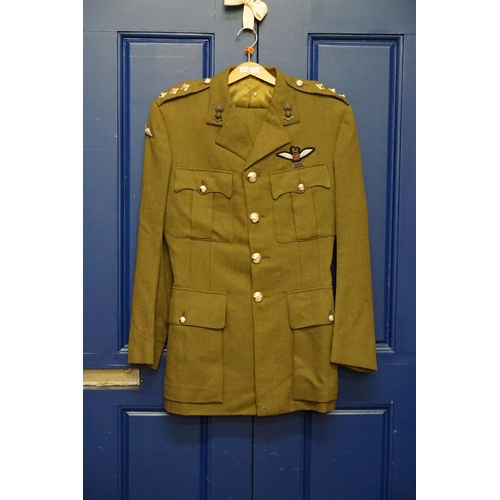 292 - A Royal Artillery Olive Green Jacket & Trousers along with Badges, Buttons & a Parachute Patch. (Siz... 