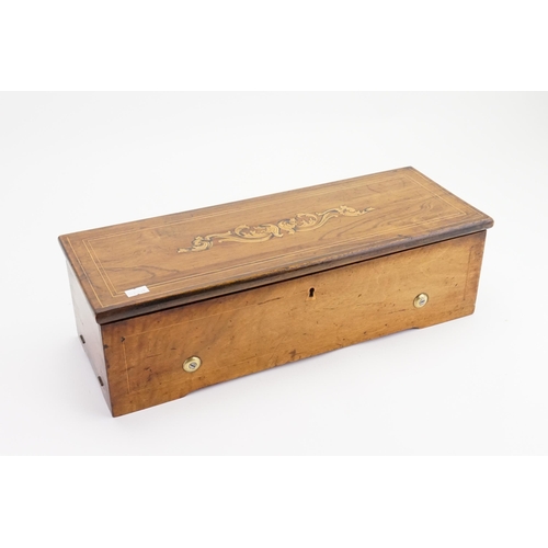 856 - A Swiss Music Box in Mahogany Inlaid Case, Playing on Eight Aires Number: 11947 and the Etouffoirs E... 