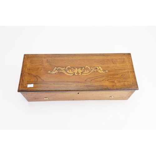 856 - A Swiss Music Box in Mahogany Inlaid Case, Playing on Eight Aires Number: 11947 and the Etouffoirs E... 