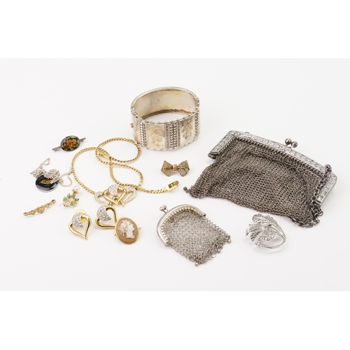 166 - A Victorian Silver Mixed metal ware & engraved Bangle along with various items of Costume Jewellery,... 