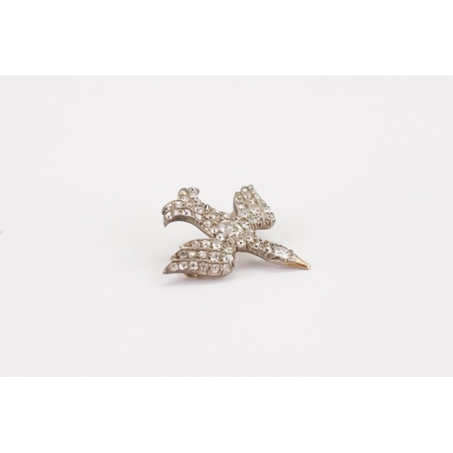 118 - A Diamond Dove brooch, set with 60 small assorted old cut Diamonds approx 1.5mm each, one diamond ap... 