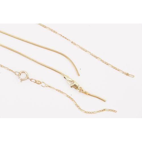 122 - A 9ct Gold snake chain necklace AF. Along with another 9ct necklace AF. Weight 5.6g.