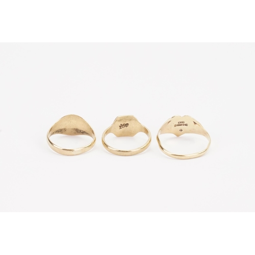 146 - Three 9ct Gold children's signet rings. Weight 3.7g.