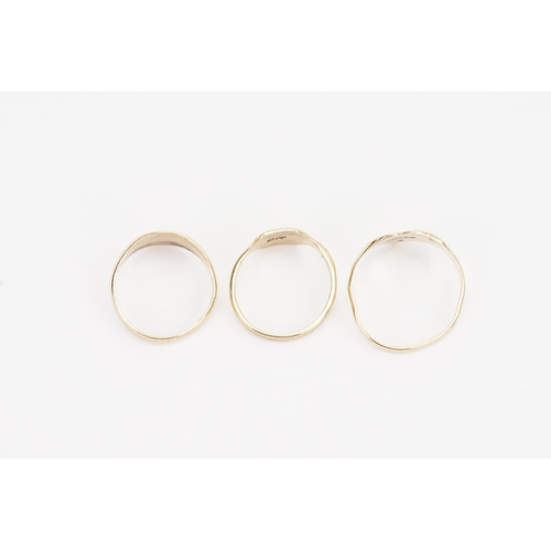 146 - Three 9ct Gold children's signet rings. Weight 3.7g.