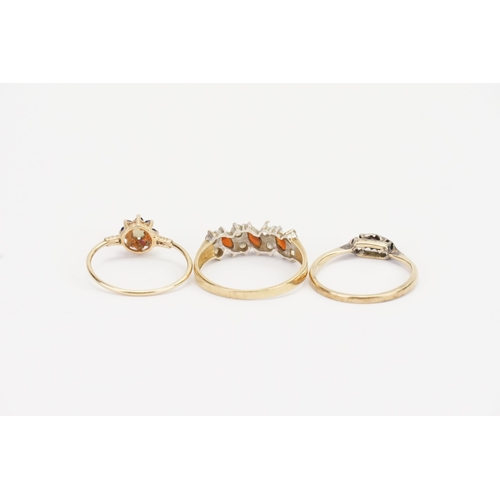 147 - Three 9ct Gold rings. Weight 3.7g.