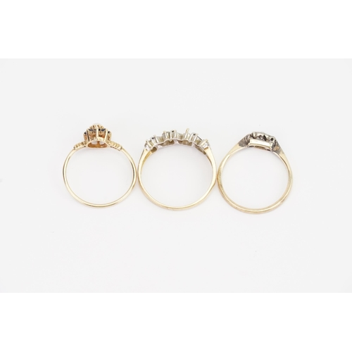 147 - Three 9ct Gold rings. Weight 3.7g.