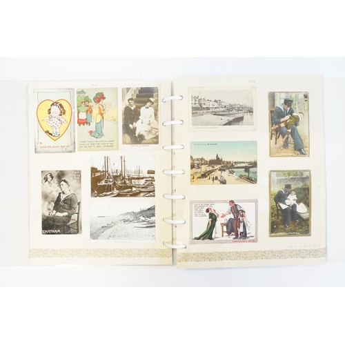 709 - A Large Album Containing a lovely collection of Edwardian & Later Chromolithographic Donald McGill, ... 