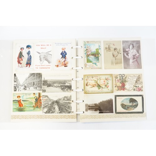 709 - A Large Album Containing a lovely collection of Edwardian & Later Chromolithographic Donald McGill, ... 