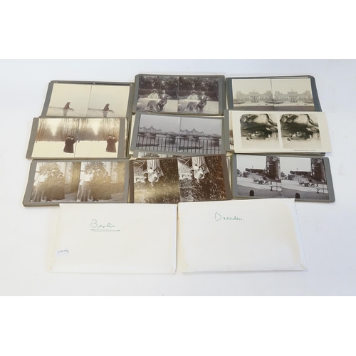 715 - A Collection of Danish Stereoscopic Cards to include Berlin, Dresden, Annie Charlottinlund, Hornbok ... 