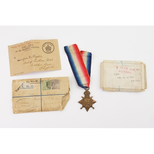 300 - A 1914-1915 World War I Medal awarded to 11381 Private W. Hayter of the York & Lancashire in Origina... 