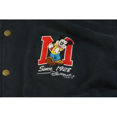 613 - A Disneyland Paris Grey & Black Button Up Sweater with a Mickey Mouse 1928 Monogram. Large XL.