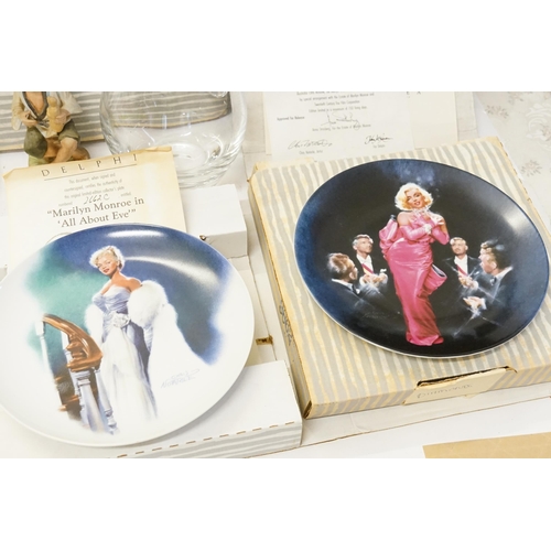 652 - Three Marilyn Monroe Collectors Plates, a Royal Doulton Fat Boy Plate, a Pair of Staffordshire Candl... 