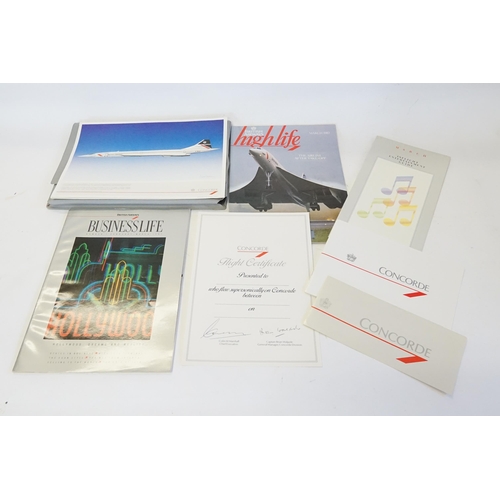 608 - An Original Folder of Concorde Memorabilia to include Passenger Tickets, In-Flight Entertainment, Bu... 