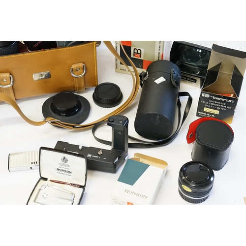 861 - A Collection of Cameras to include an Olympus OM1 with a 50mm 1.8 Lens, a Power Winder, OM System Ha... 