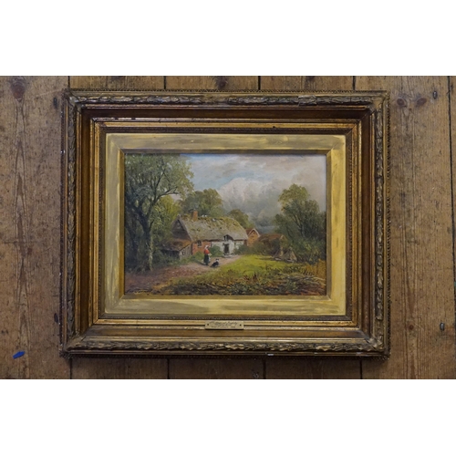 762 - A George Turner (1840-1910) Oil on Canvas depicting a Cottage at Ingleby, Derbyshire, Dated 1906. Me... 