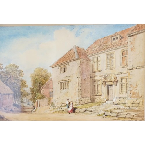 793 - A Watercolour of Parsonage Lane, Market Labington, Wiltshire, dated 1850, by Owen B. Carter. Framed ... 