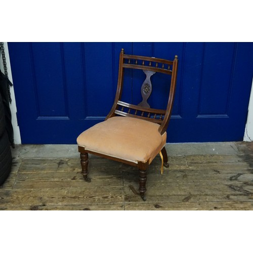 486 - An Antique Nursing Chair with an Original Beige Velour Cover.