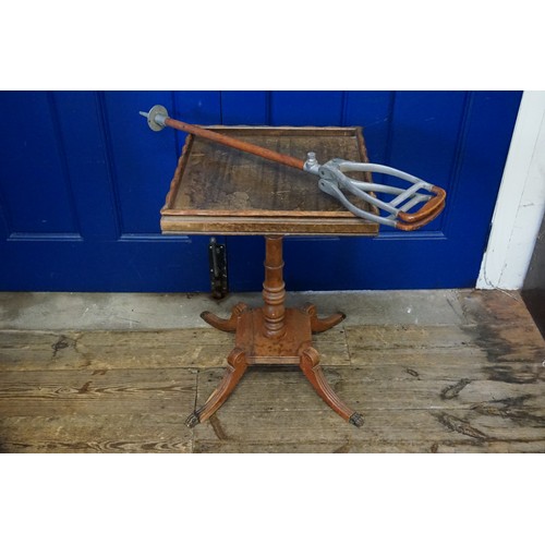 484 - An Antique Square Side Table on Four Feet. Measuring: 66cms high x 45cms x 45cms. Along with an Orig... 