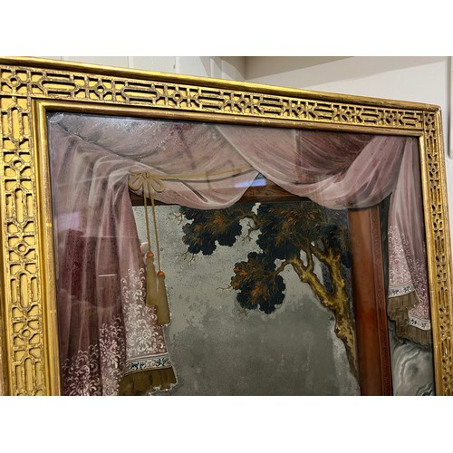 272 - A Scarce 18th Century Chinese Export Mirror Painting contained in a Gilt Frame. Measuring: 60cms x 9... 