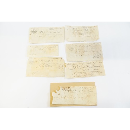 232 - An interesting Collection of Georgian Receipts Circa 1800 for H.W. Dinsdale of 59, Bread Street, Cot... 