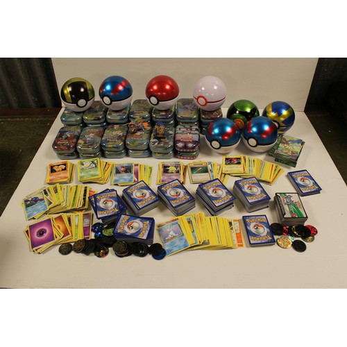 626 - A Large Collection of Pokemon Trading Cards along with various Collectors Tins & Poke Balls. Needs V... 