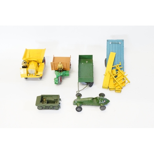 86 - A Tray of 1950s Dinky Models to include Dump Truck, Moto Cart, Green Trailer, 151 Military Truck, a ... 