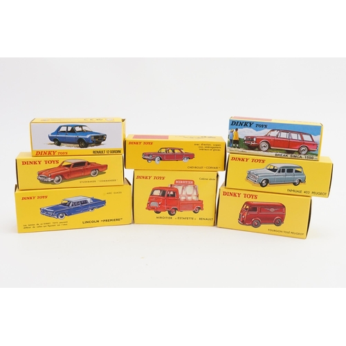 111 - A Collection of 8 x French Dinky/Norev models to include 507 - Simca 1500, 1424G - Renault 12, 552 -... 