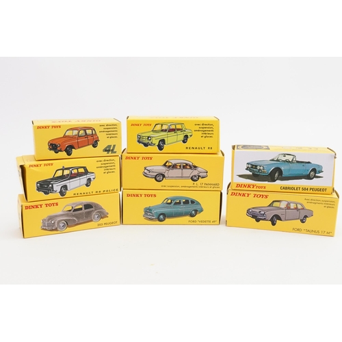 112 - A Collection of 8 x French Dinky/Norev models to include 547 - Panhard, 559 - Ford Taunus, 24Q - For... 