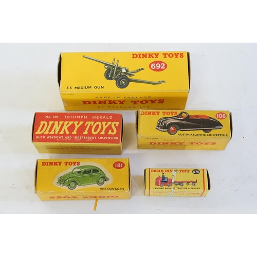 222 - 5 x Original Dinky Toys Empty Boxes to include No: 181 