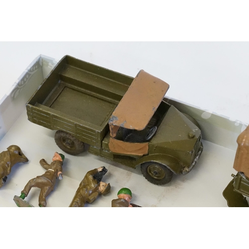 569 - A Tray of Britains models to include 2 x Military Truck, 6 x Soldiers, Horse & Cart, Timpo Farm Fenc... 