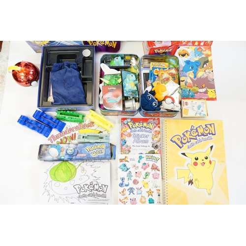 664 - A Collection of Pokemon items to include Original Topps Playing Cards, 23ct Gold Plated Jiggly Puff ... 