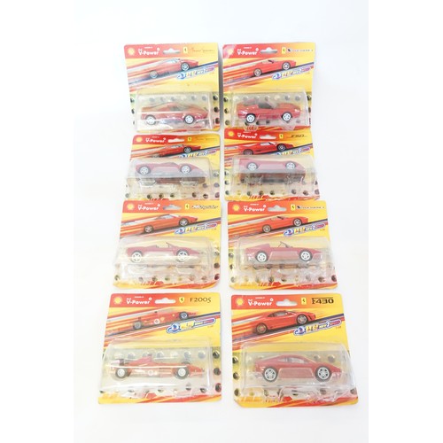 425 - A Collection of 8 x Unopened Shell Promotional Ferrari Models in Unopened Blister Packs.