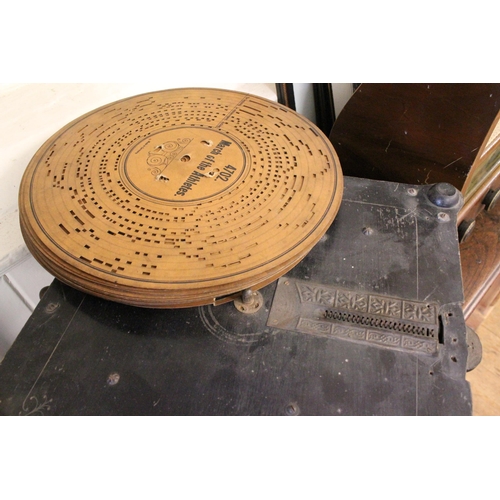 382 - A Late 19th Century Polyphon (ARISTON) in Wooden Case with Winding Handle & spare discs.