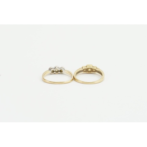 187 - A 9ct Gold Dress Ring mounted with paste & one other set with 5 Stones. Weighing: 3.1 grams.