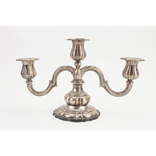 143 - A Silver Plated Danish Three Branch Candlestick.