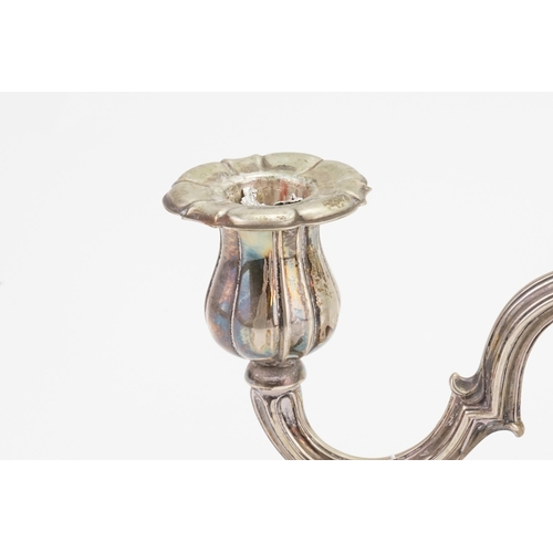 143 - A Silver Plated Danish Three Branch Candlestick.